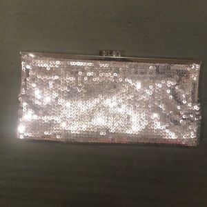 Nitebags Silver Clutch with Metallic Strap